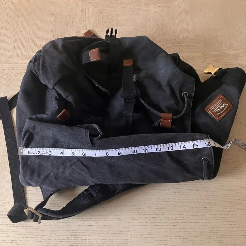 Senpaic Black Canvas Backpack | Travel-Hiking-School
